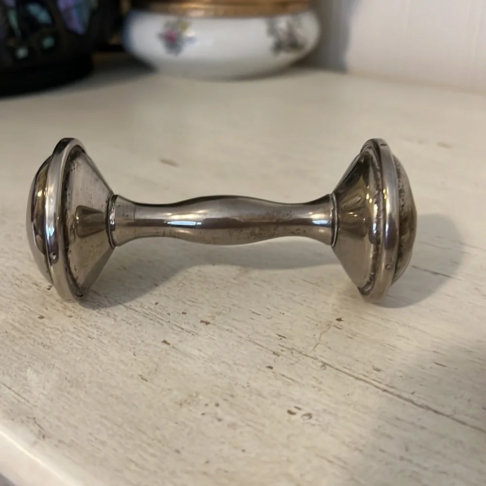 2 Vintage Silver & Silver plated baby rattles